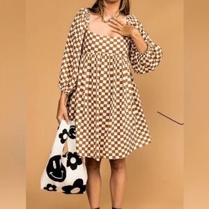 Sofie the Label - Dressed by Lala Checkered Square-Neck Mini Dress